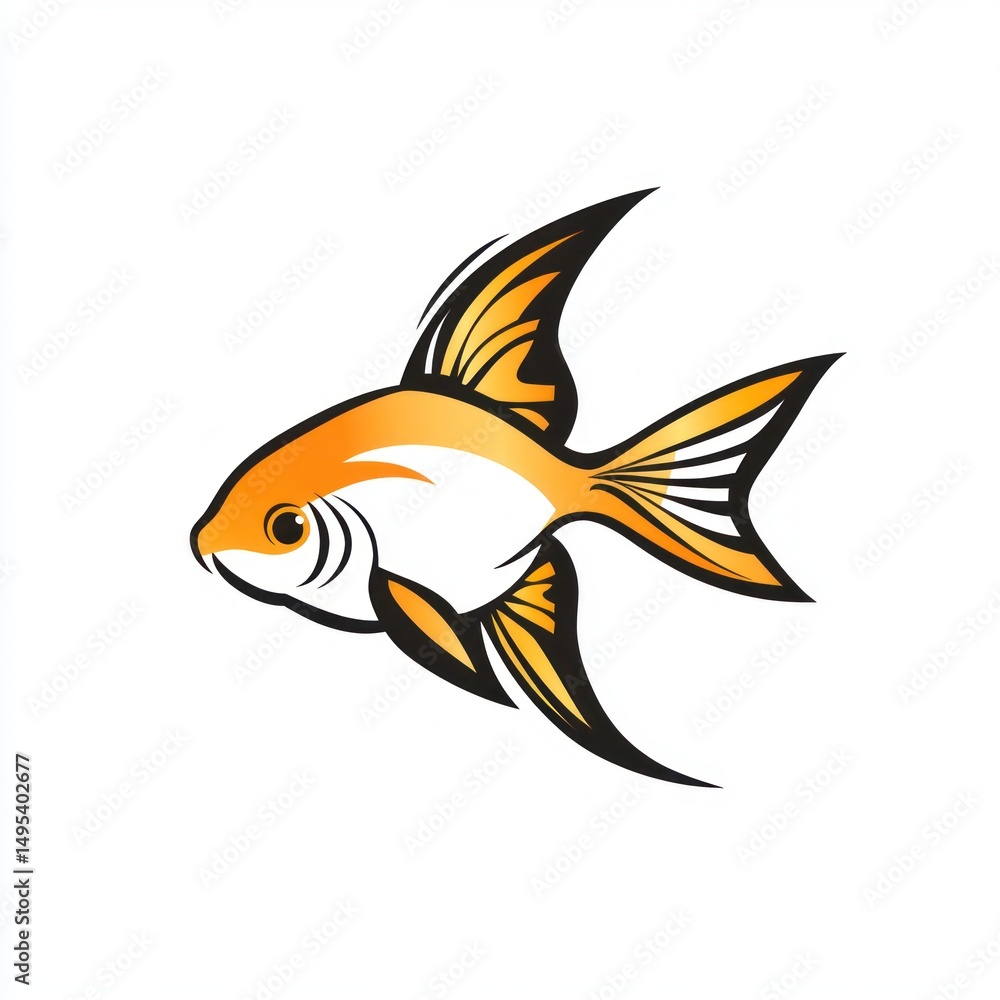 Fototapeta premium Orange Fish Graphic Design for Print or Web