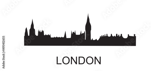 London city skyline vector illustration. Iconic urban silhouette featuring landmarks like Big Ben and the London Eye. Perfect for travel, design, and souvenir themes.