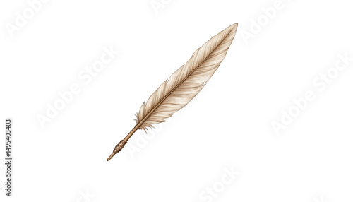 Antique feather quill pen on black background, a symbol of classic writing and creative inspiration