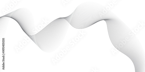 abstract background featuring a smooth, flowing wave made of thin black lines on a white background.The wave should have a three-dimensional appearance with gentle gradients and curves, giving a sense