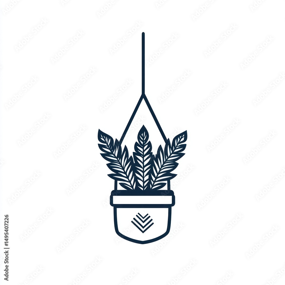 Obraz premium Hanging plant pot illustration, home decor, simple design, for prints or website