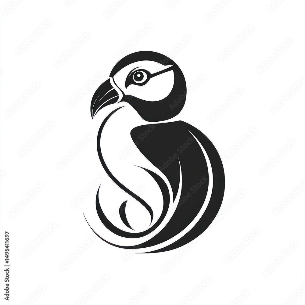 Obraz premium Stylized Puffin Logo Design, Minimalist Icon, Vector Graphic, for Print/Web