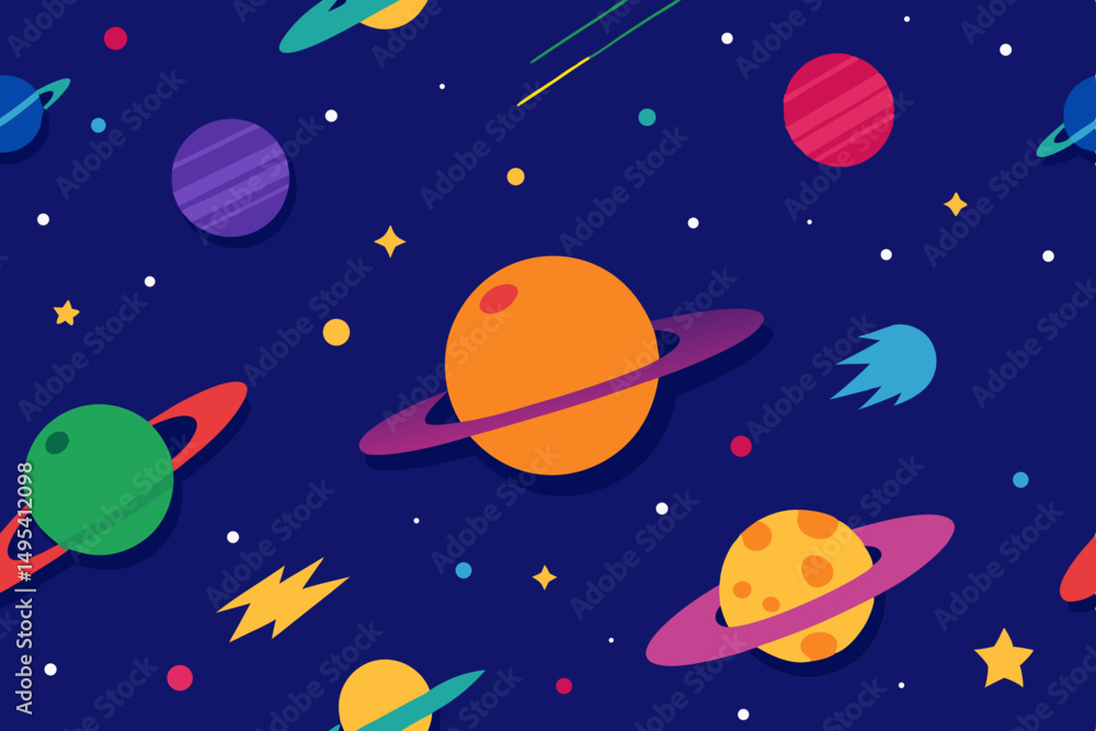 seamless pattern with planets and stars seamless pattern with planets and stars