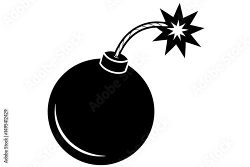 bomb with burning fuse vector