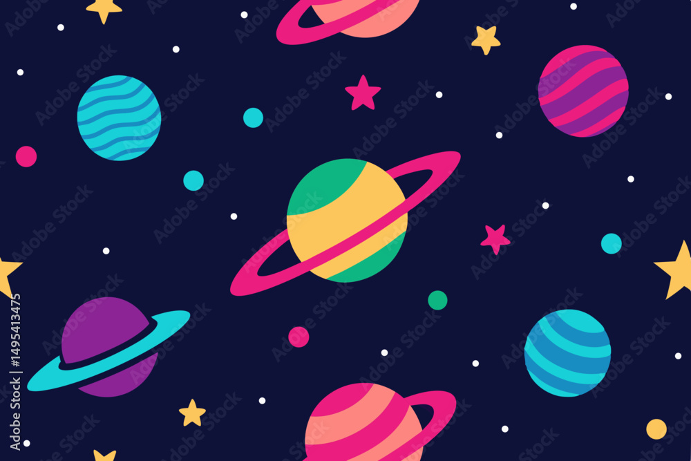 seamless pattern with planets seamless pattern with planets