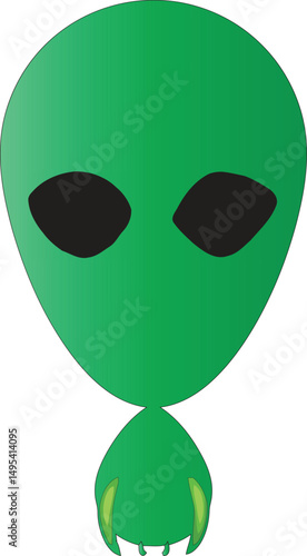 Green Alien Face Vector Illustration for World UFO Day