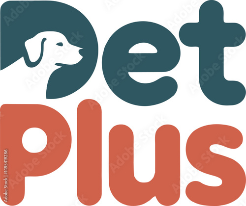 Friendly and soft logo design for pet care or veterinary services. Features animal face silhouettes and friendly font.