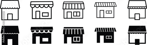 shop store icon symbol, online shopping marketplace icons. vector icon shop building outline style. editable stroke
