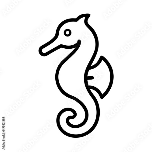 Seahorse illustration with simple lines and minimalistic style  