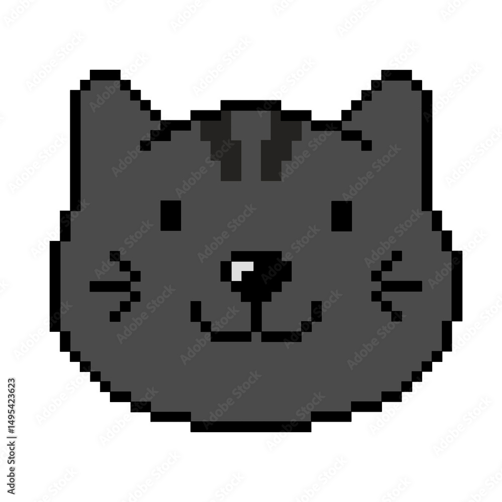 Fototapeta premium Flat design pixel art Maine Coon cat illustration