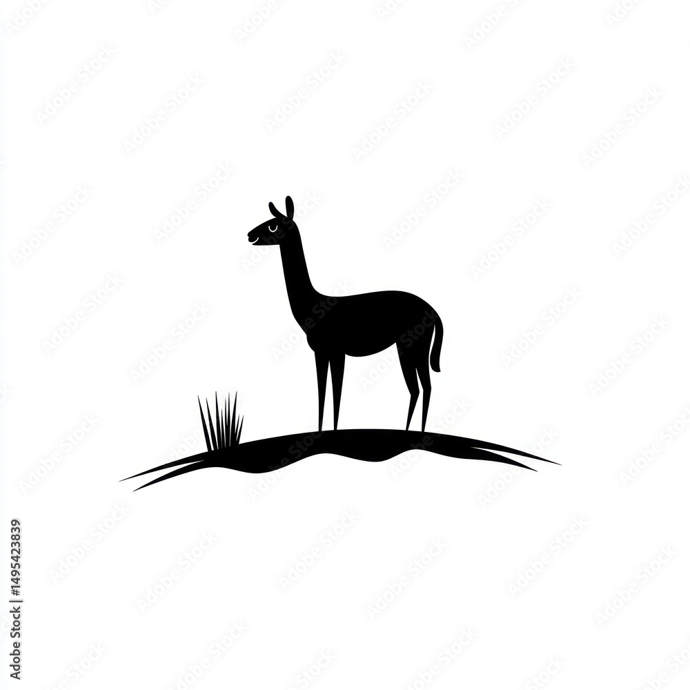 Obraz premium Llama silhouette on grassy hill. Possible stock photo