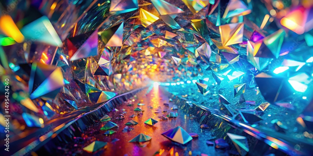 Vibrant Crystal Tunnel A 3D Digital Art Exploration of Prismatic Geometry Vibrant Crystal Tunnel A 3D Digital Art Exploration of Prismatic Geometry