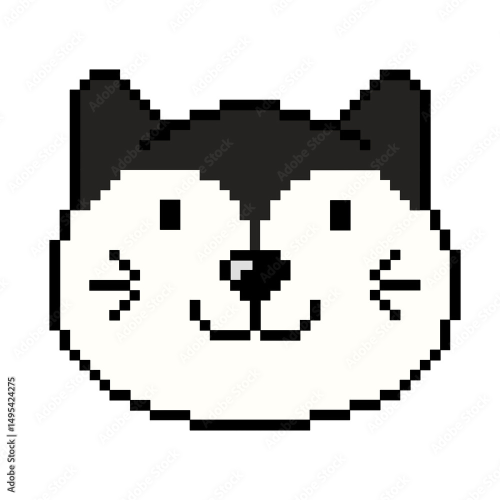 Fototapeta premium Flat design pixel art Aegean cat illustration