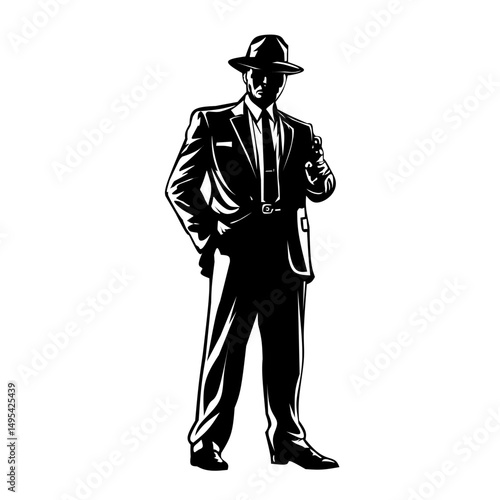 Mafia black and white silhouette