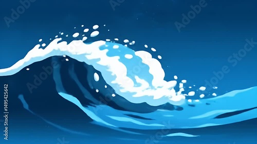 Ocean wave, stylized illustration