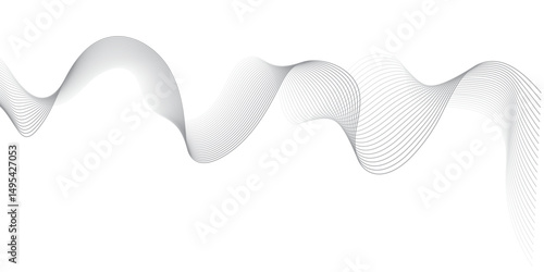 abstract background featuring a smooth, flowing wave made of thin black lines on a white background.The wave should have a three-dimensional appearance with gentle gradients and curves, giving a sense