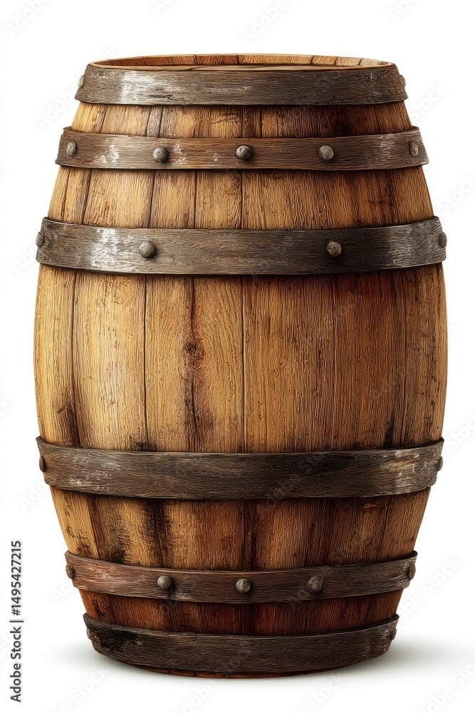 Obraz premium Wooden barrel, aged and sturdy