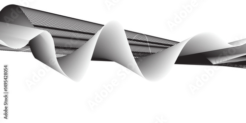  A dynamically twisted abstract ribbon, featuring a gradient from vibrant orange to bright yellow, against a clean white background. The ribbon folds and turns, creating a sense of movement and volume