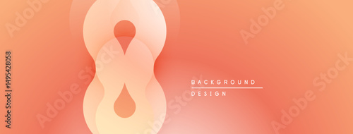 Abstract design features flowing shapes, soft gradients. Peach tones dominate composition, creating calming visual effect.