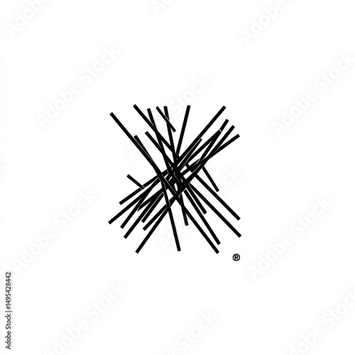 Abstract black lines design, graphic art, minimalist