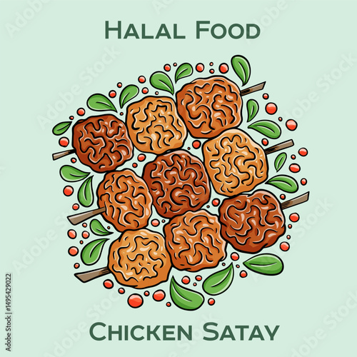 Chicken Satay Halal is a delicious grilled skewered chicken dish marinated in spices, served with a flavorful peanut sauce, and prepared according to Islamic dietary laws.