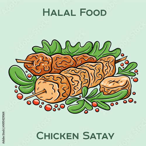 Chicken Satay Halal is a delicious grilled skewered chicken dish marinated in spices, served with a flavorful peanut sauce, and prepared according to Islamic dietary laws.