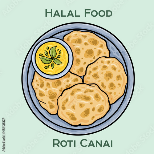 Roti Canai Halal is a popular Malaysian flatbread that is prepared in accordance with Islamic dietary laws.