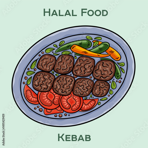 Kebab Halal is a delicious dish featuring marinated meat, typically grilled on skewers, prepared according to Islamic dietary laws