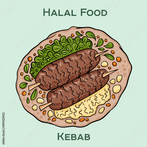 Kebab Halal is a delicious dish featuring marinated meat, typically grilled on skewers, prepared according to Islamic dietary laws