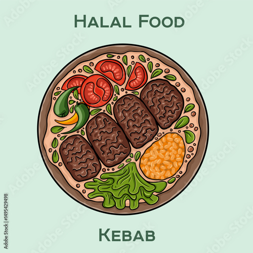 Kebab Halal is a delicious dish featuring marinated meat, typically grilled on skewers, prepared according to Islamic dietary laws