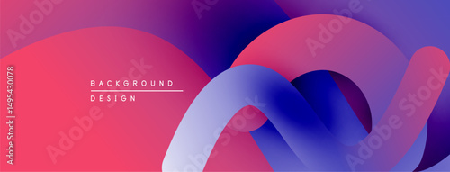 Abstract fluid shapes, vibrant gradients. Pink, purple, blue hues blend seamlessly creating modern design. Minimalist aesthetic.