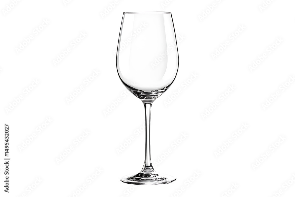 Elegant empty wine glass with clear stem isolated on transparent background Elegant empty wine glass with clear stem isolated on transparent background