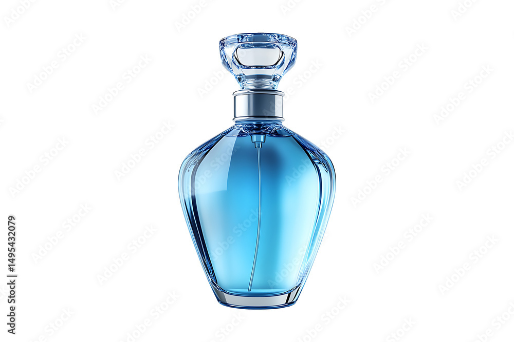 Elegant transparent bottle of blue perfume1 isolated on transparent background Elegant transparent bottle of blue perfume1 isolated on transparent background