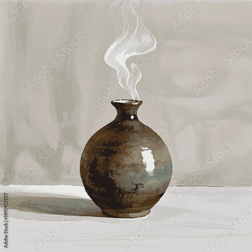 Earthen Elegance: Brushstrokes of Clay ceramics isolated watercolor vector illustration svg