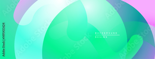 Abstract fluid shapes blend, creating vibrant pastel gradients. Soft curves dominate composition, suggesting movement, energy. Design feels modern, clean.