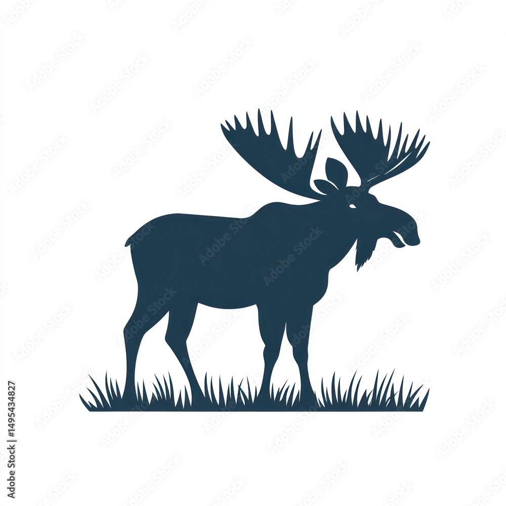 Silhouetted Moose in Grassy Landscape Silhouetted Moose in Grassy Landscape