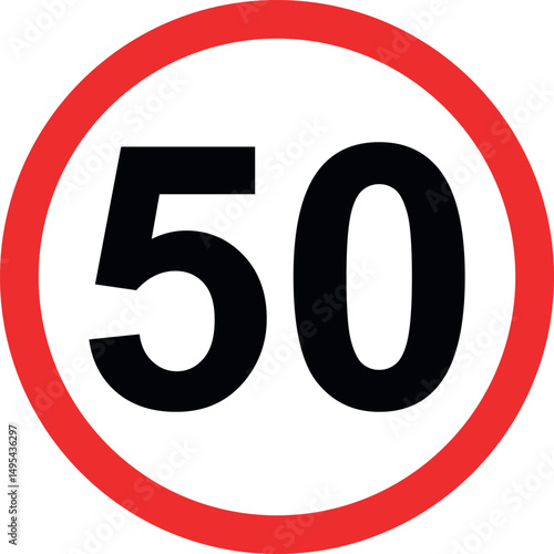 Driving speed limit 50 mph road sign
