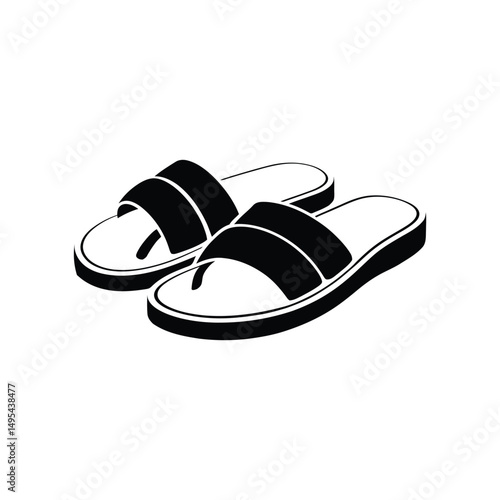 Pair of Black and White Slippers or Flip Flops Illustration Isolated