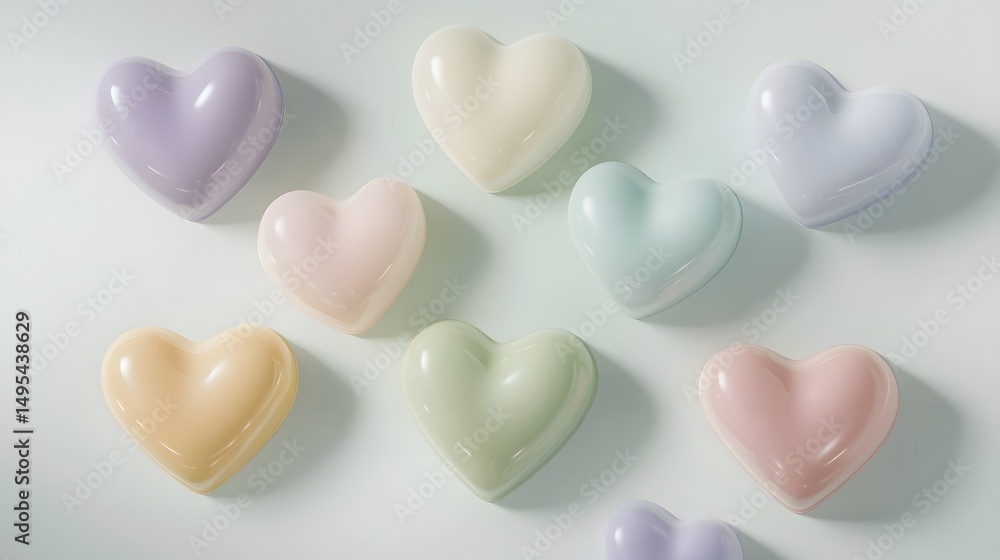 Obraz premium Pastel hearts arranged in a delicate design.