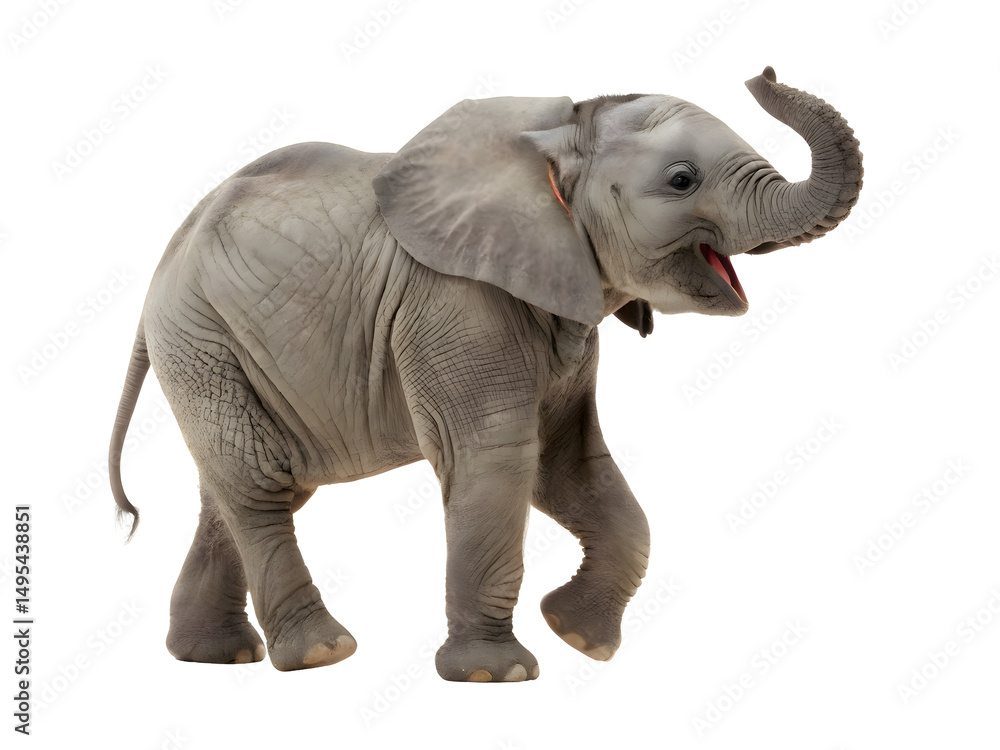 Fototapeta premium A baby elephant is running