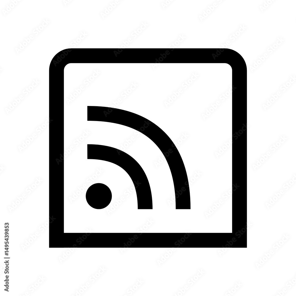 Rss icon in black color, outline style and white background Rss icon in black color, outline style and white background