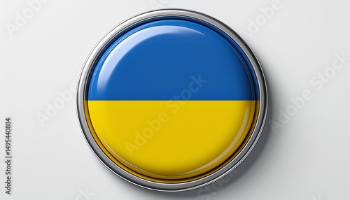 Runder Button mit Flagge der Ukraine – glänzend, 3D-Optik, isoliert auf Weiß Free Download Runder Button mit Flagge der Ukraine – glänzend, 3D-Optik, isoliert auf Weiß - GFXLoad
