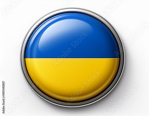 Free Download Runder Button mit Flagge der Ukraine – glänzend, 3D-Optik, isoliert auf Weiß - GFXLoad