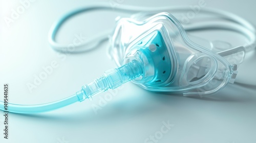 Clear Medical Respiratory Mask for Patient Use in Healthcare Setting with Tubing for Oxygen Supply and Ventilation Support