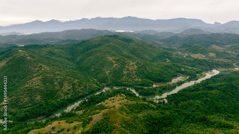 Fototapeta premium Tropical Mountain Valley at Sunrise