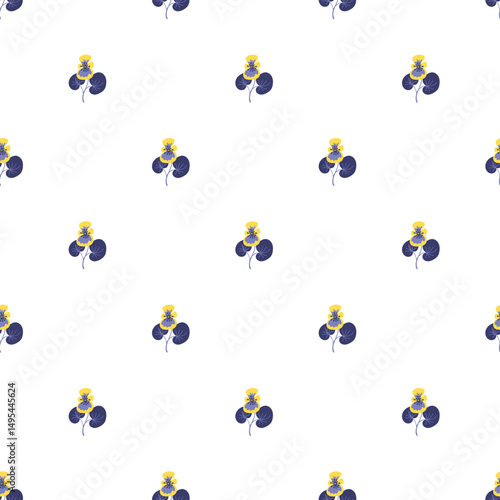 Wallpaper Mural Seamless Pattern Featuring Stylized Purple and Yellow Floral Motifs on White Background Torontodigital.ca