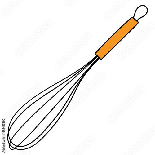Hand drawn cartoon whisk on white background.