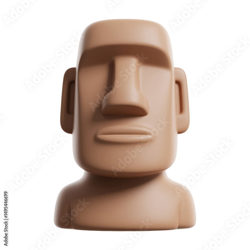 Stylized 3D Render of a Moai Statue Head and Shoulders