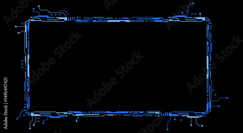 Futuristic modern frame in blue and white tone. Sleek digital design for tech interfaces, HUD, dashboards, UI templates, sci-fi displays, and abstract high-tech background visuals.