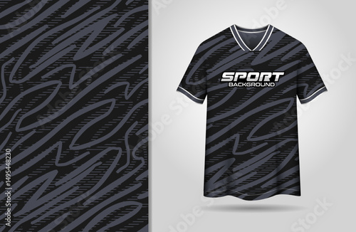 Sport jersey design with black doodle pattern